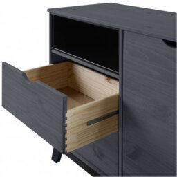 Mercers Furniture Scandian Grey Sideboard Display Cabinet Cupboard Solid Wood Pine Wooden Hallway Height-80Cm Width-141Cm Depth-40Cm - thumbnail 3