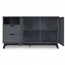 Mercers Furniture Scandian Grey Sideboard Display Cabinet Cupboard Solid Wood Pine Wooden Hallway Height-80Cm Width-141Cm Depth-40Cm - thumbnail 6