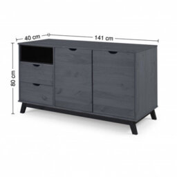 Mercers Furniture Scandian Grey Sideboard Display Cabinet Cupboard Solid Wood Pine Wooden Hallway Height-80Cm Width-141Cm Depth-40Cm - thumbnail 7