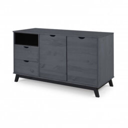 Mercers Furniture Scandian Grey Sideboard Display Cabinet Cupboard Solid Wood Pine Wooden Hallway Height-80Cm Width-141Cm Depth-40Cm - thumbnail 4
