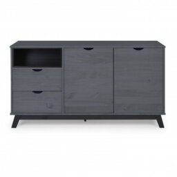 Mercers Furniture Scandian Grey Sideboard Display Cabinet Cupboard Solid Wood Pine Wooden Hallway Height-80Cm Width-141Cm Depth-40Cm - thumbnail 5