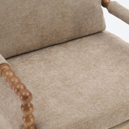 Beige Wooden Accent Chair For Living Room Ocelia - Soft Woven Chenille Fabric - Flat Pack - thumbnail 8