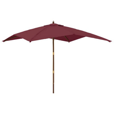 Berkfield Durable Garden Parasol With Wooden Pole Bordeaux Red 300X300X273 Cm