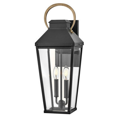 Luminosa Lighting Elstead Hinkley Dawson Outdoor Wall Lantern Traditional Black, Burnished Bronze Accent Ip44 2X E14 - image 1