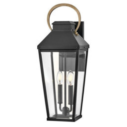 Luminosa Lighting Elstead Hinkley Dawson Outdoor Wall Lantern Traditional Black, Burnished Bronze Accent Ip44 2X E14 - thumbnail 1