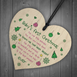 Red Ocean Baby's First Christmas Wooden Heart Bauble Tree Decoration Gift For Daughter Baby Child - thumbnail 6