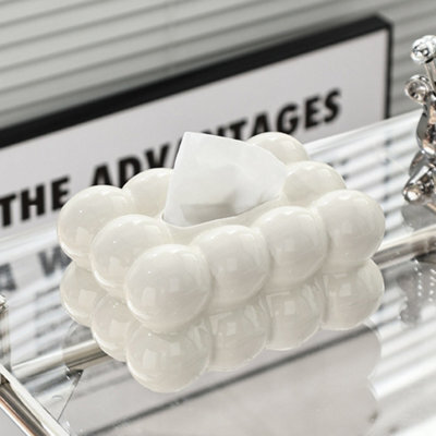 Thehotsale White Ceramic Tissue Box Cover Tissue Holder For Desk Bathroom Kitchen Office Milk - image 1