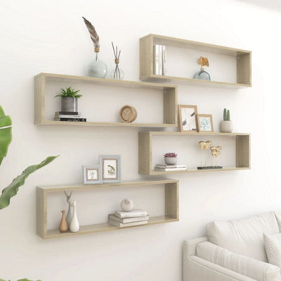 Berkfield Wall Cube Shelf 4 Pcs Sonoma Oak 100X15X30 Cm Engineered Wood - image 1