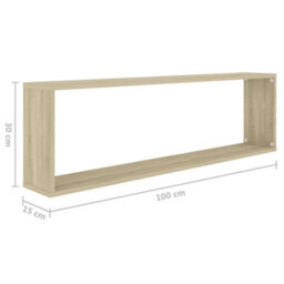 Berkfield Wall Cube Shelf 4 Pcs Sonoma Oak 100X15X30 Cm Engineered Wood - thumbnail 9