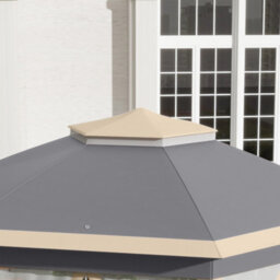 Outsunny 3X4M Hexagon Gazebo W/ Mesh Curtains Outdoor Garden, Khaki - thumbnail 8