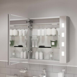 Affine Bathroom Led Mirror Cabinet Demister Shaver Socket Aluminium Ip44 600 X 650mm - thumbnail 5