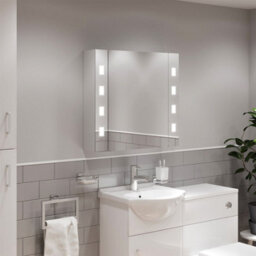Affine Bathroom Led Mirror Cabinet Demister Shaver Socket Aluminium Ip44 600 X 650mm - thumbnail 4