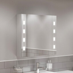 Affine Bathroom Led Mirror Cabinet Demister Shaver Socket Aluminium Ip44 600 X 650mm - thumbnail 3