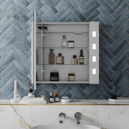 Affine Bathroom Led Mirror Cabinet Demister Shaver Socket Aluminium Ip44 600 X 650mm - thumbnail 2