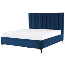 Beliani Ottoman Bed Velvet Sezanne 180 X 200 Cm (Eu Super King) Navy Blue - thumbnail 8