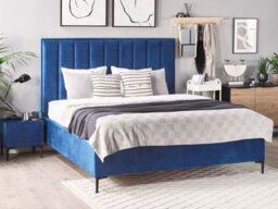 Beliani Ottoman Bed Velvet Sezanne 180 X 200 Cm (Eu Super King) Navy Blue - thumbnail 2