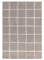 Grey Chequered Wool Modern Shaggy Handmade Rug For Living Room Bedroom & Dining Room-200Cm X 290 Cm - thumbnail 1