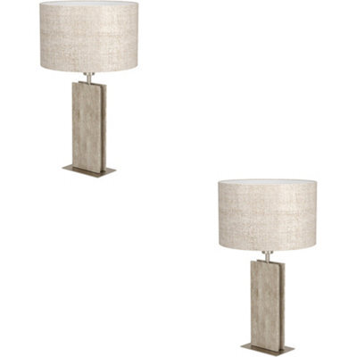 Loops 2 Pack Stylish Modern Satin Nickel Table Lamp For Home Decor - Perfect Indoor Lighting Solution - image 1