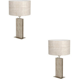 Loops 2 Pack Stylish Modern Satin Nickel Table Lamp For Home Decor - Perfect Indoor Lighting Solution - thumbnail 1