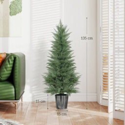 Homcom Set Of 2 Artificial Cypress Trees With Pe Leaves For Outdoor Indoor - thumbnail 3
