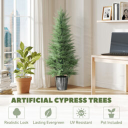 Homcom Set Of 2 Artificial Cypress Trees With Pe Leaves For Outdoor Indoor - thumbnail 4