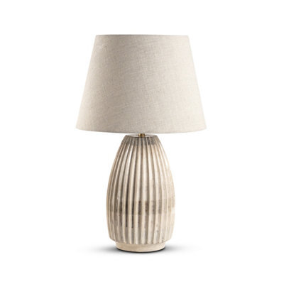 Large Cream White Wash Wooden Table Lamp With Fabric Shade For Living Room Or Bedroom 68X40X40Cm - image 1