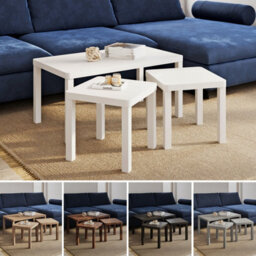 Urbn-Living Urbnliving Wooden Nesting Stacking Cedar Grey Color Coffee Side Centre Tables Living Room Furniture, Set Of 3 - thumbnail 6
