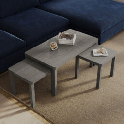 Urbn-Living Urbnliving Wooden Nesting Stacking Cedar Grey Color Coffee Side Centre Tables Living Room Furniture, Set Of 3 - thumbnail 3