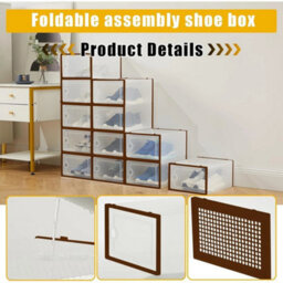 15X Large Stackable Plastic Shoe Storage Boxes Brown - thumbnail 3