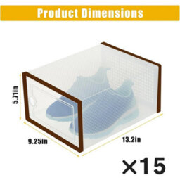 15X Large Stackable Plastic Shoe Storage Boxes Brown - thumbnail 2