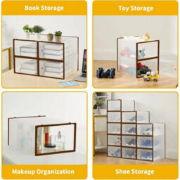 15X Large Stackable Plastic Shoe Storage Boxes Brown - thumbnail 4
