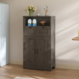 Living And Home Grey Wooden Sideboard Storage Cabinet - thumbnail 1