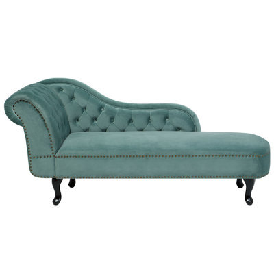 Beliani Left-Hand Chaise Longue Nimes Velvet Mint Green - image 1