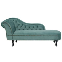 Beliani Left-Hand Chaise Longue Nimes Velvet Mint Green - thumbnail 1