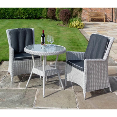 Cheshire 2 Seater Putty Grey Rattan Weave Garden Bistro Set - image 1