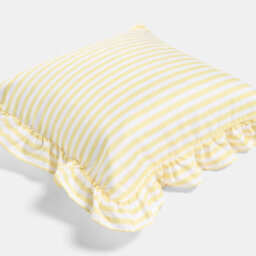 Ohs 2 X Bengal Stripe Faux Linen Frill Cushion Covers - Lemon - thumbnail 5