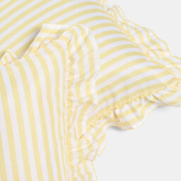 Ohs 2 X Bengal Stripe Faux Linen Frill Cushion Covers - Lemon - thumbnail 4