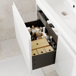 GoodHome Levanna Wide Matt White Wall-Mounted Bathroom Cabinet (H) 480mm (W) 1200mm - thumbnail 5