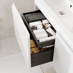 GoodHome Levanna Wide Matt White Wall-Mounted Bathroom Cabinet (H) 480mm (W) 1200mm - thumbnail 4