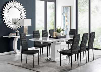 Furniturebox Uk Arezzo Large Extending Dining Table And 8 Black Milan Black Leg Chairs - image 1