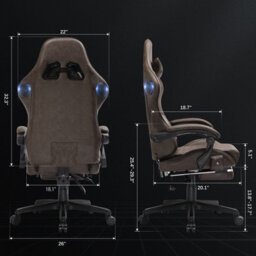 Gtplayer Gaming Chair With Speakers, Ergonomic Computer Chairs With Footrest And Bluetooth Linkage, Dark Brown - thumbnail 5