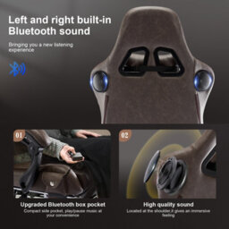 Gtplayer Gaming Chair With Speakers, Ergonomic Computer Chairs With Footrest And Bluetooth Linkage, Dark Brown - thumbnail 6