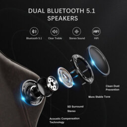 Gtplayer Gaming Chair With Speakers, Ergonomic Computer Chairs With Footrest And Bluetooth Linkage, Dark Brown - thumbnail 8