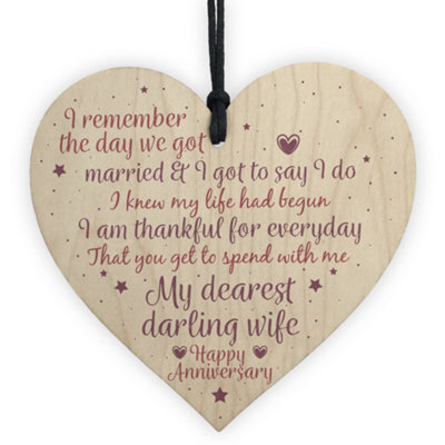 Red Ocean Happy Anniversary 1St Wedding Anniversary Gift Wooden Heart Sign Husband Wife Gift For Her - image 1