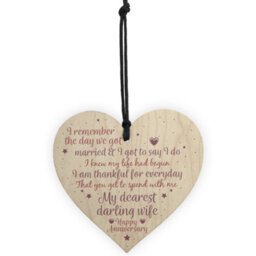 Red Ocean Happy Anniversary 1St Wedding Anniversary Gift Wooden Heart Sign Husband Wife Gift For Her - thumbnail 5