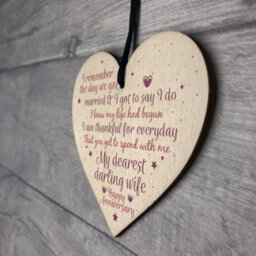 Red Ocean Happy Anniversary 1St Wedding Anniversary Gift Wooden Heart Sign Husband Wife Gift For Her - thumbnail 7