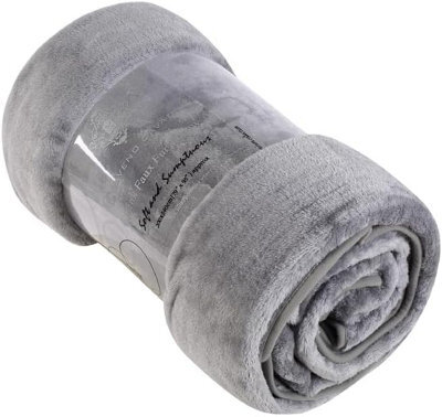 Gc Gaveno Cavailia Luxury Faux Fur Throw 150X200 Cm Silver Fleece Blanket For Double Bed & Sofa Bed - image 1