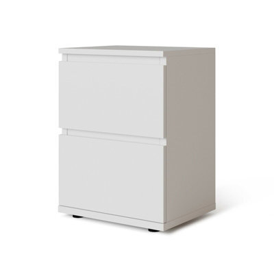 Urbn-Living Urbnliving Height 49Cm 2 Drawer Wooden Bedroom Bedside Cabinet Colour White Carcass And White Drawers No Handle Nightstand - image 1