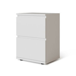 Urbn-Living Urbnliving Height 49Cm 2 Drawer Wooden Bedroom Bedside Cabinet Colour White Carcass And White Drawers No Handle Nightstand - thumbnail 1