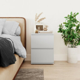 Urbn-Living Urbnliving Height 49Cm 2 Drawer Wooden Bedroom Bedside Cabinet Colour White Carcass And White Drawers No Handle Nightstand - thumbnail 5